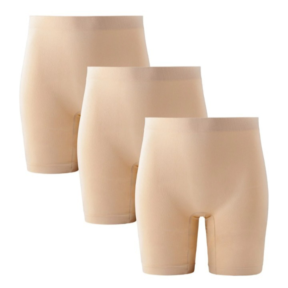 3 Piece Womens Slip Shorts 2XL Beige Yoga Workout Lounging